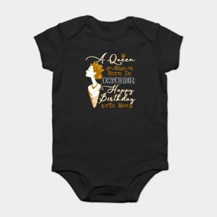 Womens A Queen Was Born In October Shirt Birthday Gift Baby Bodysuit